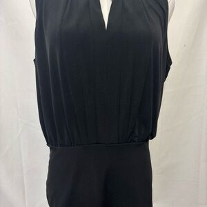 White House Black Market Black Sleeveless Pleated Blouse